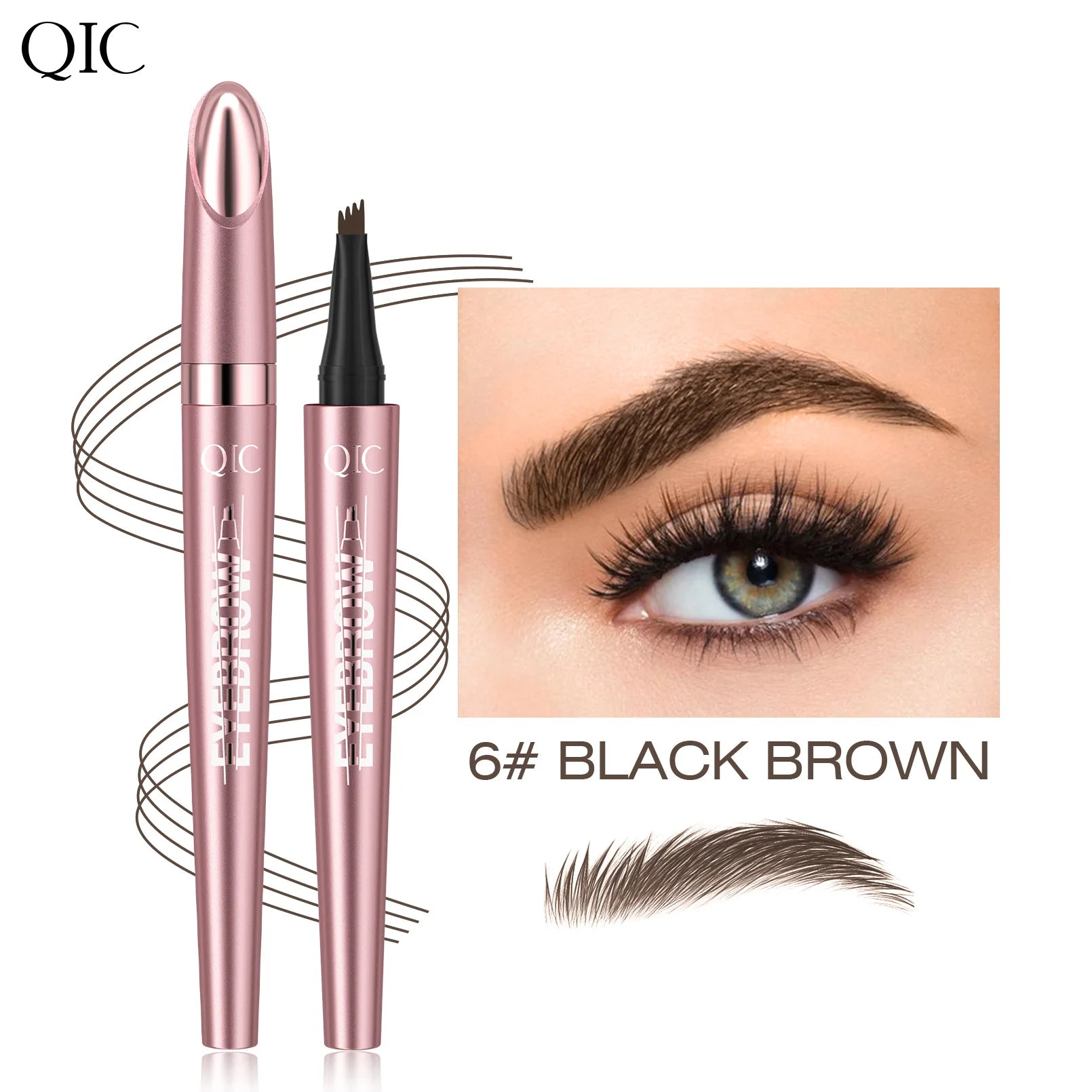 4 Fork Tip Eyebrow Pencil 3D Microblading Waterproof Dark Brown Natural Colour Fine Stroke Magic Eyebrow Pencil 2024 New Ladies