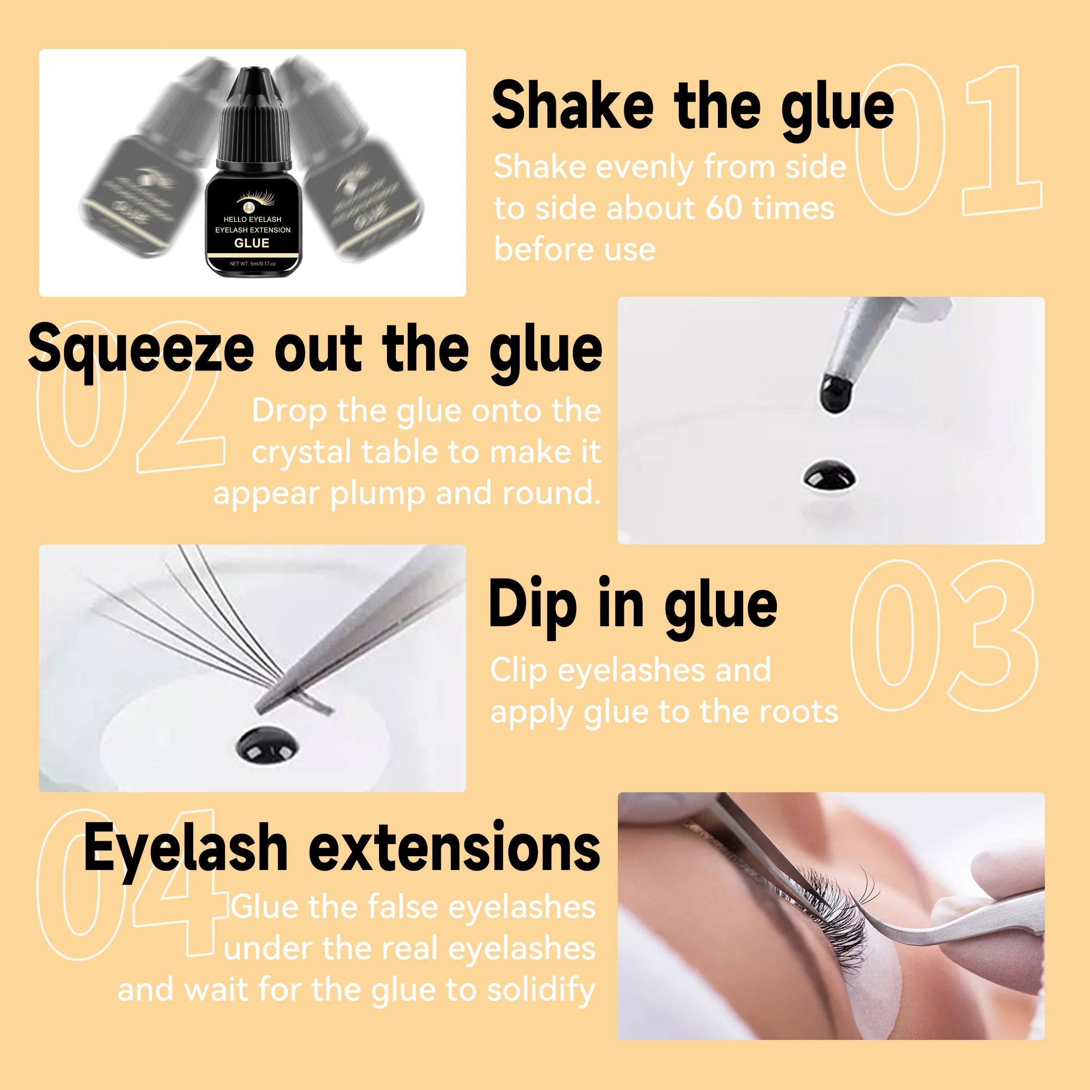 DIY 5ml Fast Drying Strong False Eye Lash Extension Glue Adhesive Retention 7-14 days Low Smell Mink Eyelash Glue at home
