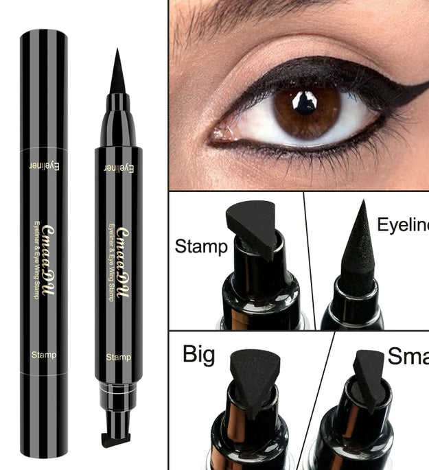 1 Pcs Black Wings Stamp Liquid Eyeliner, Easy Cat Eye Template Makeup Tool Anti-smudge, Vamp Wing, Lasting Waterproof Anti-sweat