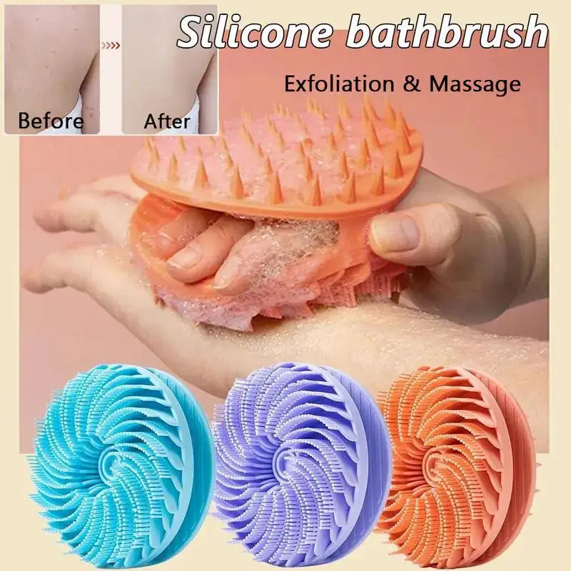 Silicone Body Scrubber Loofah Double-Sided Bath Brush Shower Scrubber And Scalp Massager Shampoo Brush For Kids Women Men