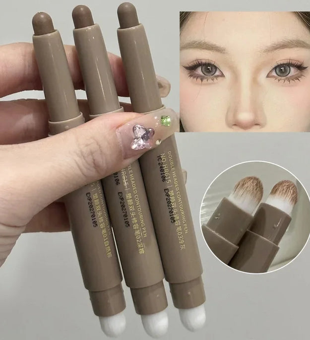 Nose Shadow Bronzer Contouring Makeup Pen Natural Grey Brown Three-dimensional Face Matte Shadow Cream Contour With Brush Makeup