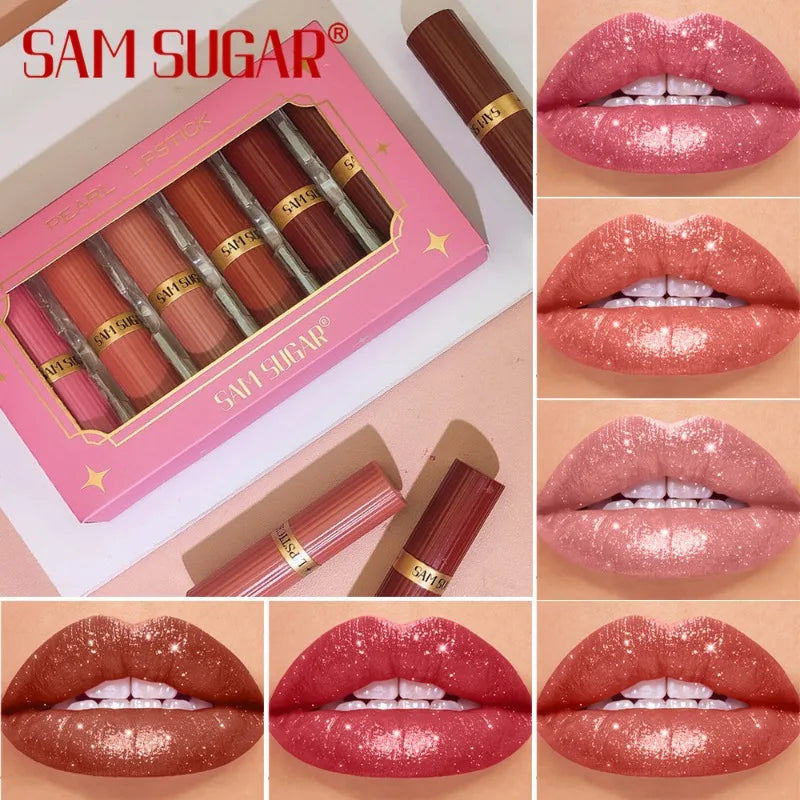 Sparkling Crystal Lipstick Diamond Glitter Metallic Lip Gloss Moisturizes Lips Shimmers with Fine Pearl Brightens Lip Color Balm