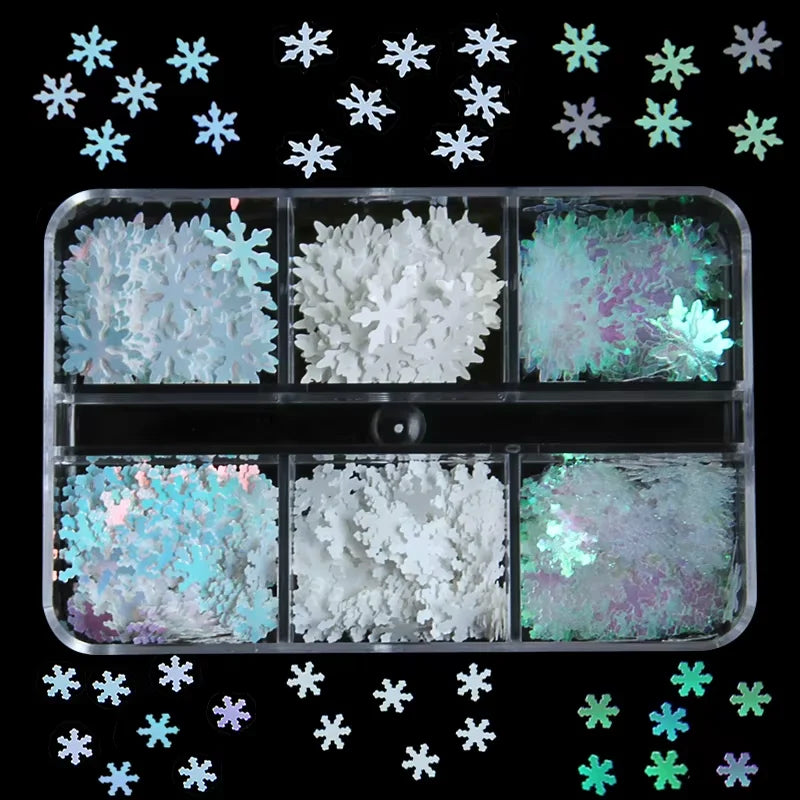 6Grids Holographic Square Nail Art Glitter Sequins Laser Ball Decoration Flakes Manicure Nails Supplies Professional Accessories