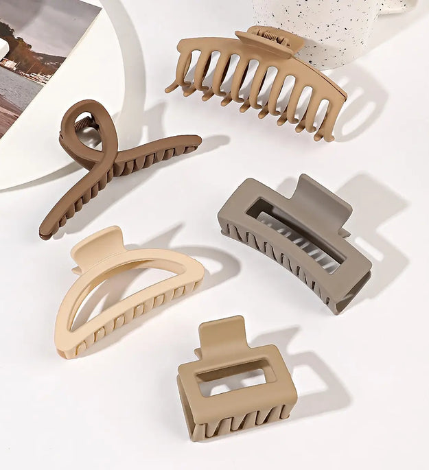 5 Pcs Big Matte Hair Claw Clips Set for Women Girls Mixed Colors Shapes Thin Thick Curly Hair Strong Hold Jaw Clips Banana Clips
