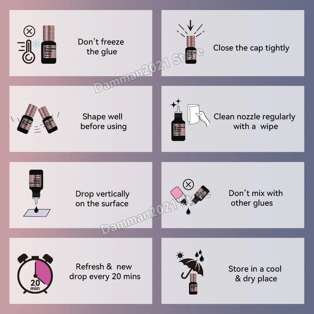 Damman Lash Gule for Eyelash Extension Low Stimulation Lash Extension Glue Professional Eyelash Glue Retention time 8-10 Weeks