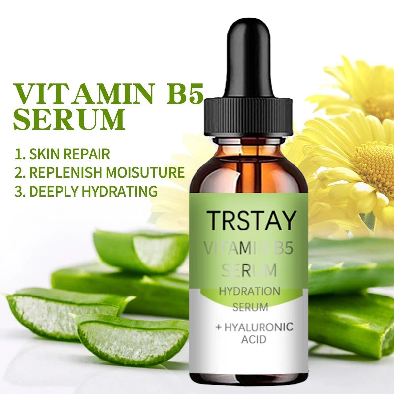 Vitamin B5 Face Serum Smooth Moisturizing Repair Dry Skin Aloe Soothe Pores Shrink Firming Hydrating Oil Control Facial Essence - BlissFully