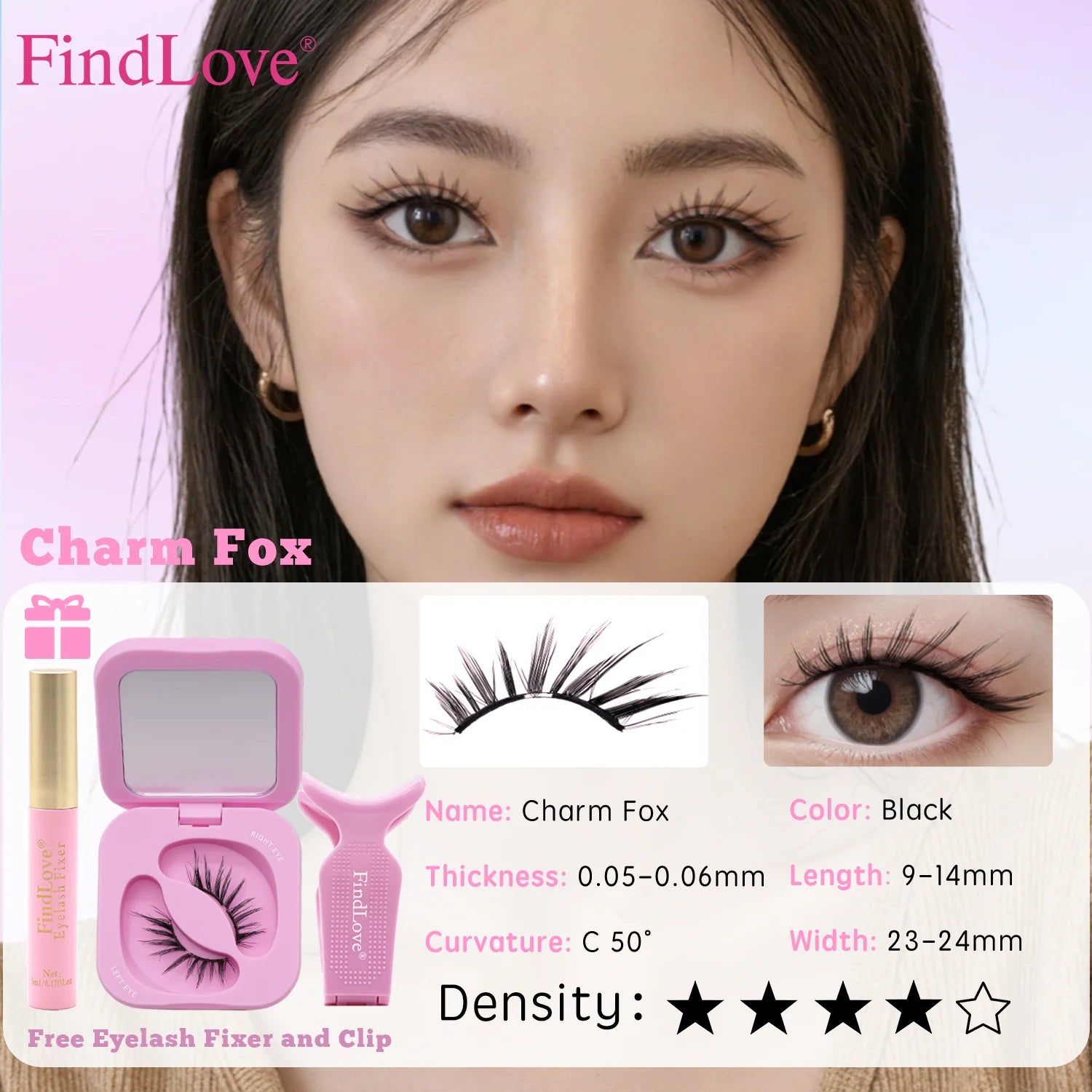 FindLove Soft Magnetic Lashes Reusable Magnetic Eyelash Extension Set With Wearing Clip Eyelash Styling Gel Natural Soft Lashes