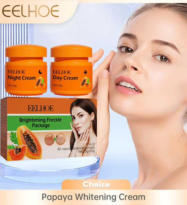 Freckle Whitening Face Cream Papaya Day Night Sun Spots Corrector Fade Pigment Brighten Skin Tone Blemish Bleaching Nourishing - BlissFully