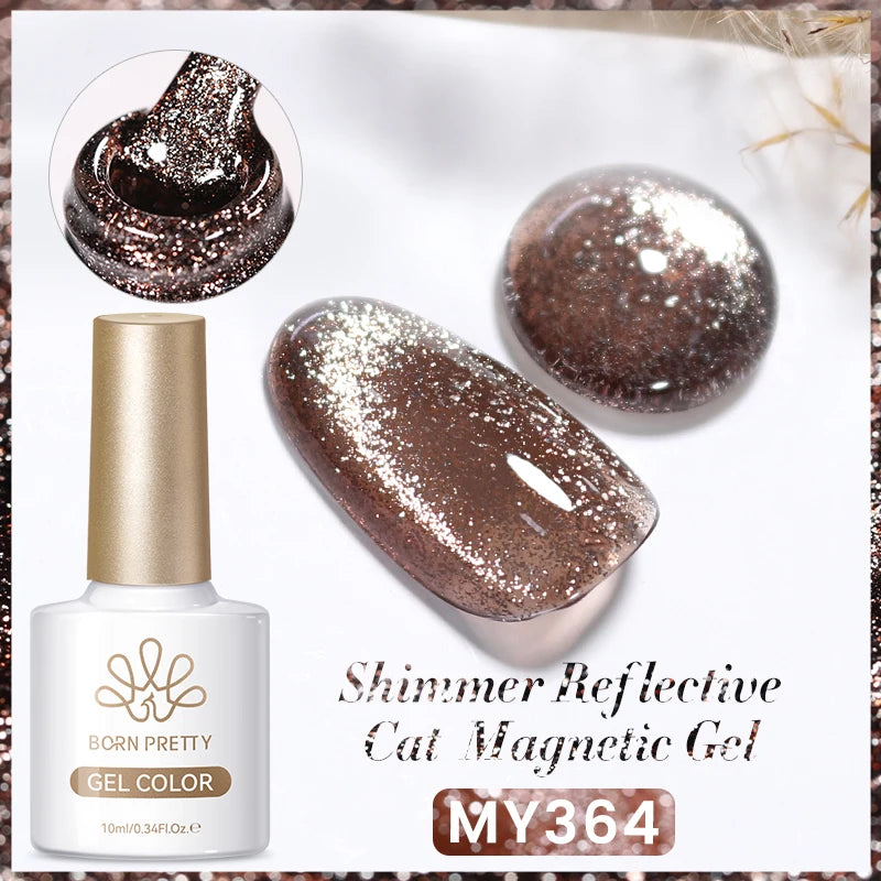 BORN PRETTY 10ml Cat Magnetic Gel Sparkling Ultra Gold Glitter Soak Off UV LED Gel Nail Art Varnish Manicure Valentine's Day