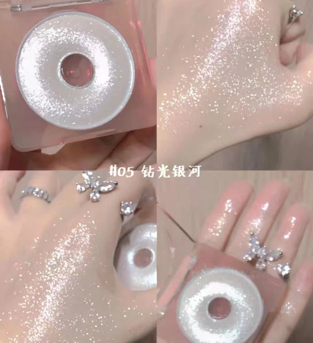 Judydoll High Gloss Cream Shimmer Glitter Fine Pearlescent Flash Highlighter Longlasting Easy to Apply  Face Brighten Makeup