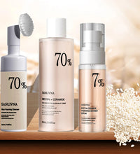Rice Toner 70% Rice Extract Serum with Niacinamide, Rice Cleansing Foam, Deep Cleansing, Moisturizer for Dry Skin, Skin Care Set - BlissFully