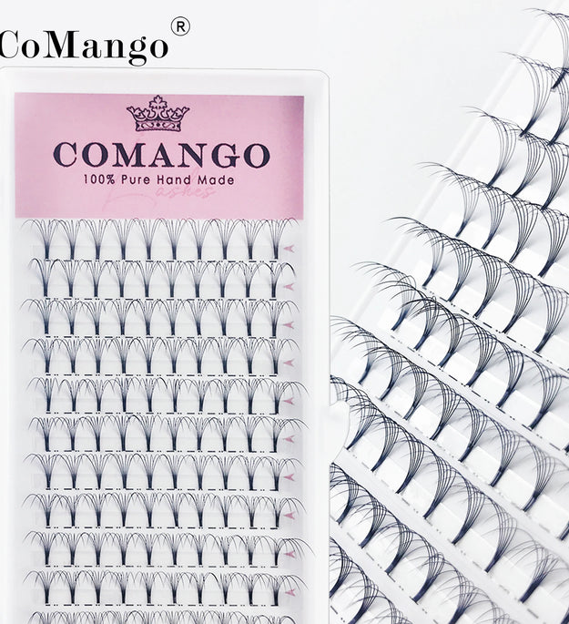 CoMango Premade Volume Fans Short Stem Russian Eyelash Extensions Wide Fans 3D 4D 5D 6D 8D 10D Faux Mink Lashes Wholesale