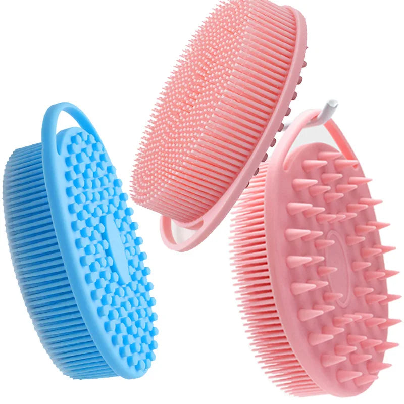 Silicone body scrubber adopts advanced sanitary technology, which is mild and clean, with good foam, durable, and silicone doubl