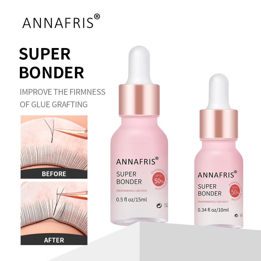 ANNAFRIS 10ml/15ml Super Bonder For Lash Extension Grafting Eyelash Glue Adhesive Hardener Waterproof Quick Drying Long Last