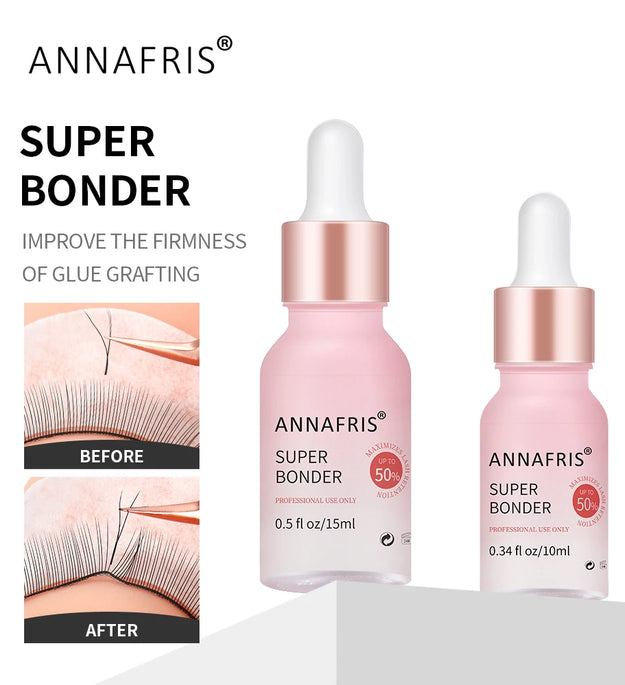 ANNAFRIS 10ml/15ml Super Bonder For Lash Extension Grafting Eyelash Glue Adhesive Hardener Waterproof Quick Drying Long Last