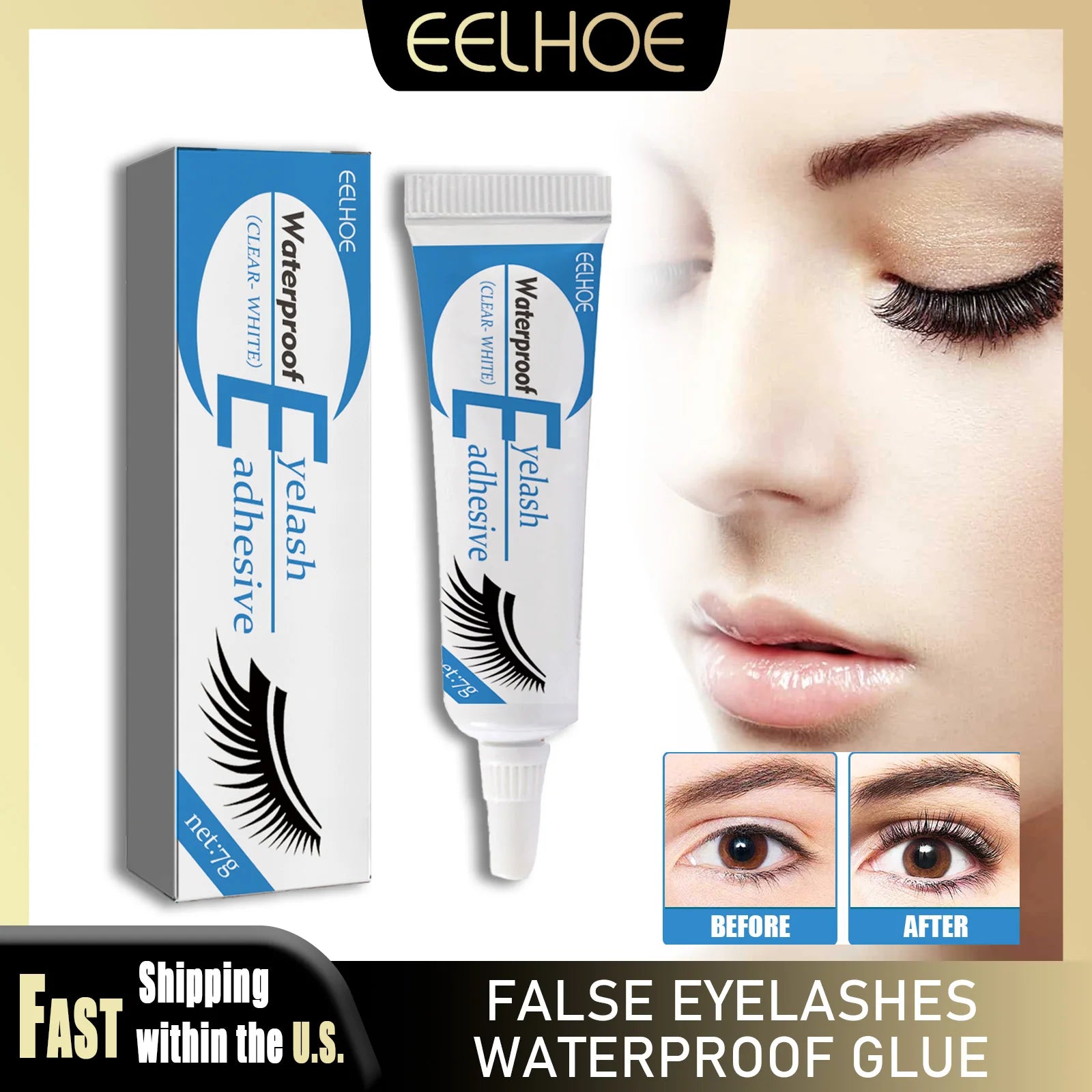 EELHOE Eyelash Extension Glue Fast Drying Strong Waterproof Lasting Eyelash Primer No Irritation Lash Lift False Eyelashes Tool