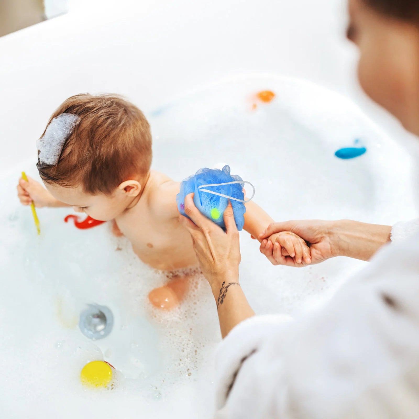 3Pcs Kids Loofah Ice Cream Bath Ball Toddler Shower Sponge Soft Foaming Shower Puff Body Scrubber Kids Loofah Bath Sponge