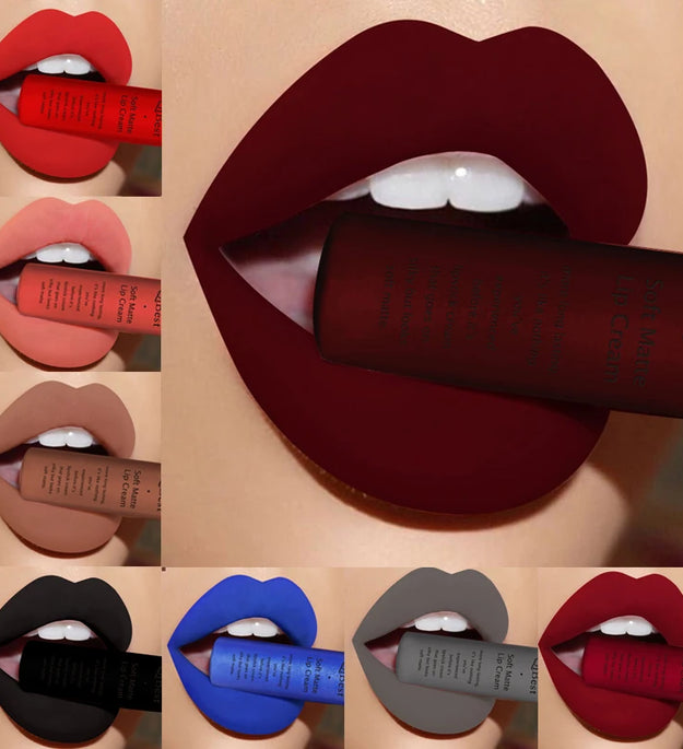 QIBEST Sexy Velvet Matte Lip Gloss Liquid Lipstick Lipgloss Beauty Red Nude Waterproof Long-lasting Lip Stain Makeup For Women