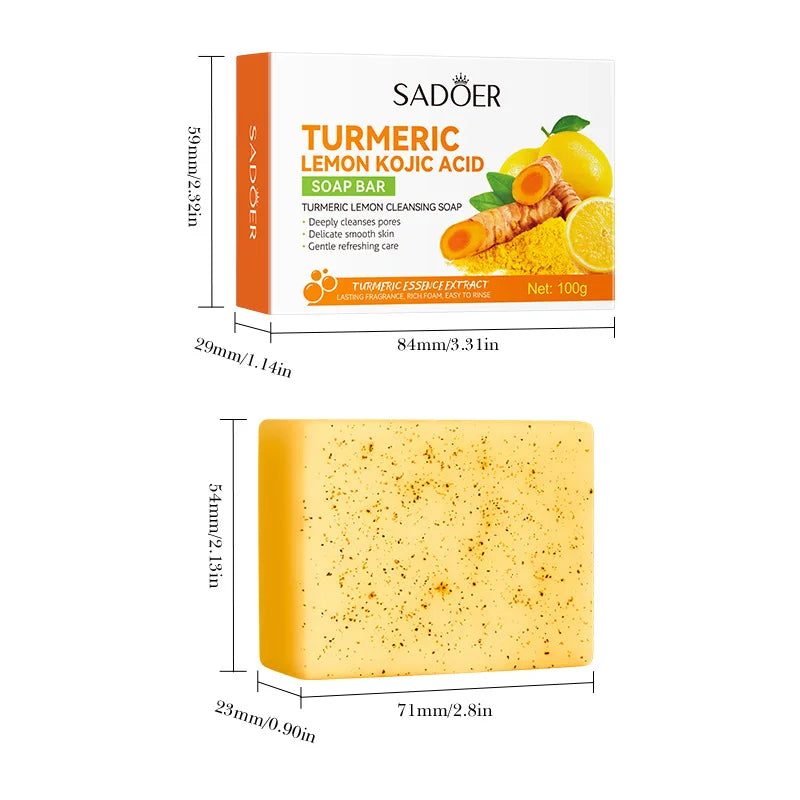 SADOER Turmeric Facial Soap Whitening Anti-aging Moisturizing Deep Cleansing Body Face Wash Foam Facial Cleanser Handmade Soap