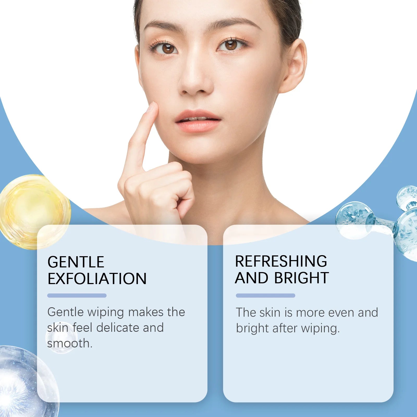 Hoygi 70pcs Salicylic Acid Exfoliating Pads for Face Gentle Skin Brightening Toner Wipes with Glycolic Acid for Smooth Texture