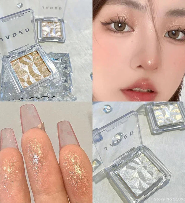 1PC Monochrome Glitter Fairy Highlighter Makeup Palette Diamond Moonlight High Gloss Powder Face Contour Crystal Brighten Makeup