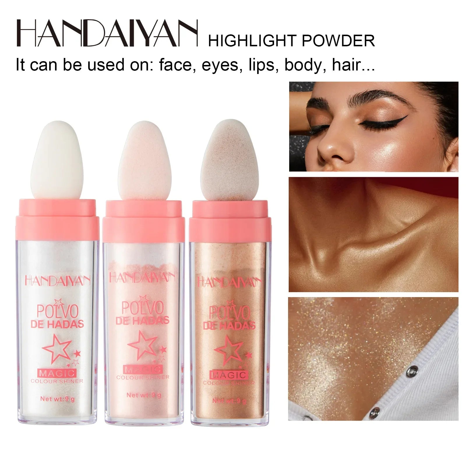 3 Colors Fairy Powder Stick Highlighter Contour Sticks Brightening Shimmering Contour Makeup Illuminator Glitter Patting Powder