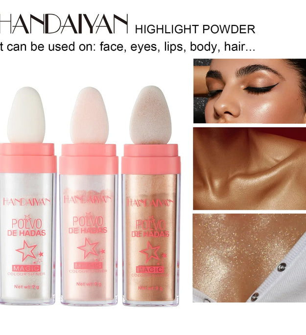 3 Colors Fairy Powder Stick Highlighter Contour Sticks Brightening Shimmering Contour Makeup Illuminator Glitter Patting Powder