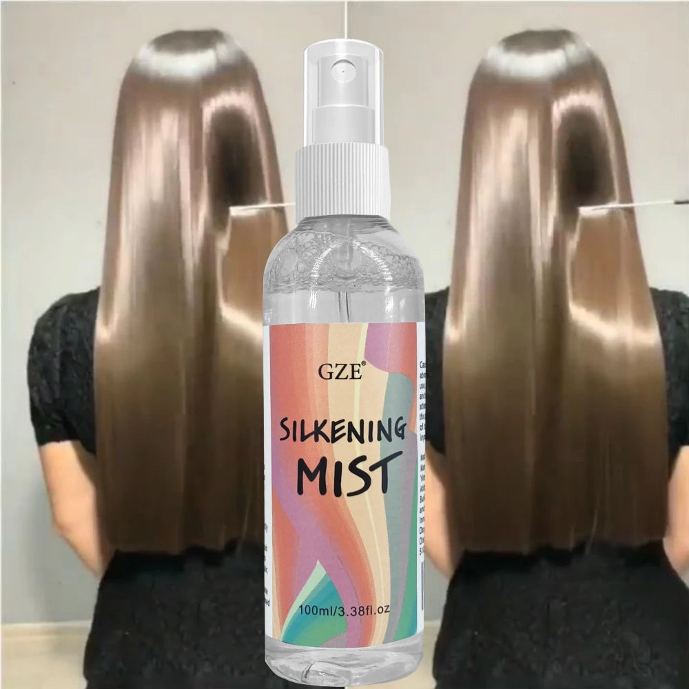 GZE HAIR SILKENING SPRAY Silk Therapy Thermal Shield,tThermal-Pressing Product that Polishes, Silkens, and Smooths Curly Texture - BlissFully