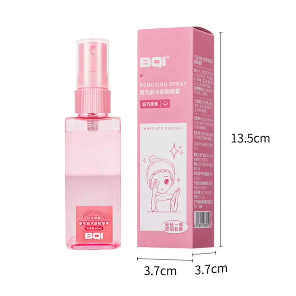 BQI 80ml Pink Proffesional Eyelash Glue Remover Spray Quick Unloading For Lashes de pestaña Remover Makeup Tools