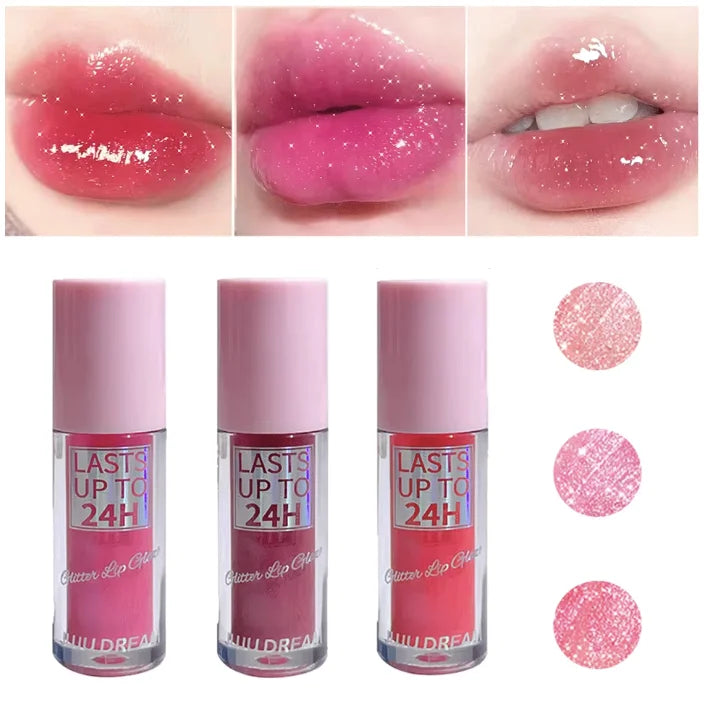 Flowing light Glitter Lip Glaze Long Lasting Lip Gloss Waterproof Liquid Lipstick Makeup Lip Oil Lip Tint Moisturizing