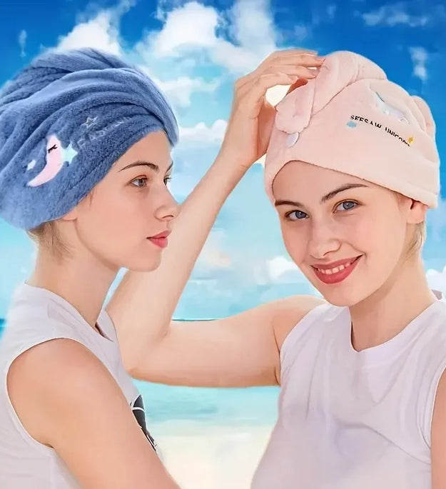 1pc Quickly Dry Hair Hat Super Absorbent Soft Bathroom Women Head Towels Girls Cute Hair Towel Hair Dry Wrap Bonnets