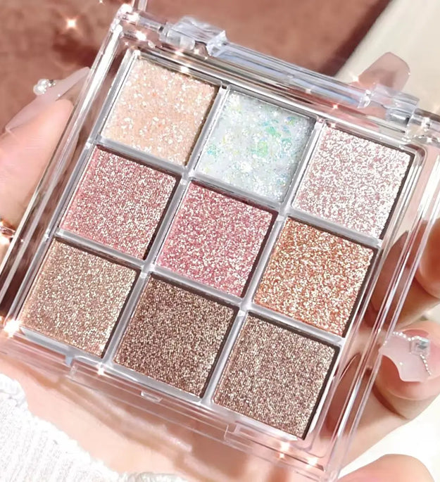 Pearlescent fine glitter highlighter dazzling smart eyeshadow palette Long-lasting color development, sweat and water resistant