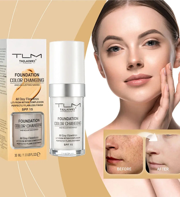 Warm Change liquid foundation sunscreen lasting oil control easy to apply makeup waterproof portable