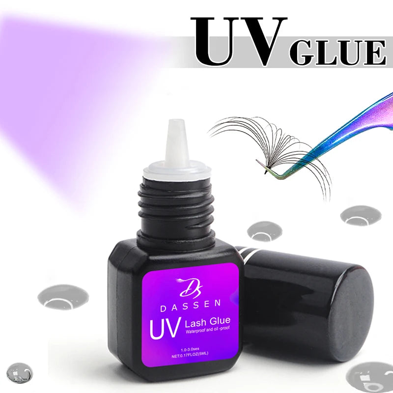 Dassen 5ML 1 Second Fast Drying Strong False Eye Lash Extension UV Glue Adhesive Retention Low Smell Mink Eyelash Glue UV