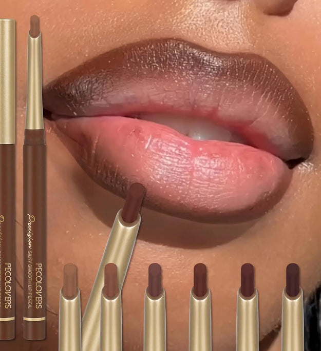 Matte 6-colors Lip Liner Pencil Bevel Design Nib Lip Contour Lipstick Nude Brown Lipstick Pencil Natural Lasting Lipliner Makeup