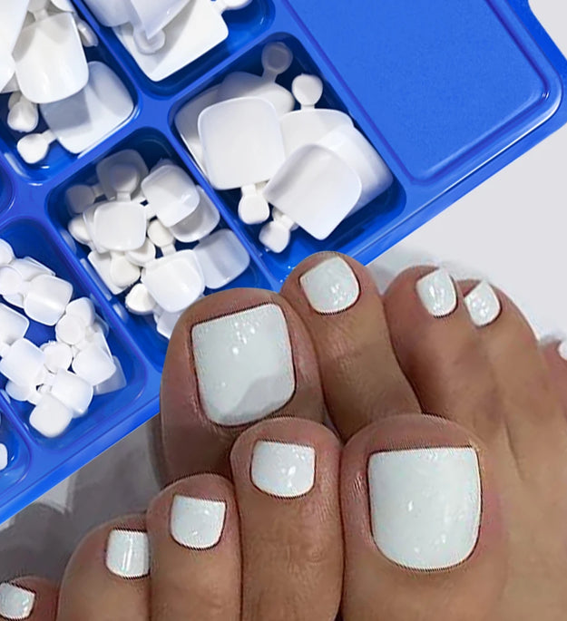 100pcs Fake Toenail Natural White Press On Toe Foot Full Cover Square Nails Art Tips Artificial Acrylic False Nail Manicure Tool