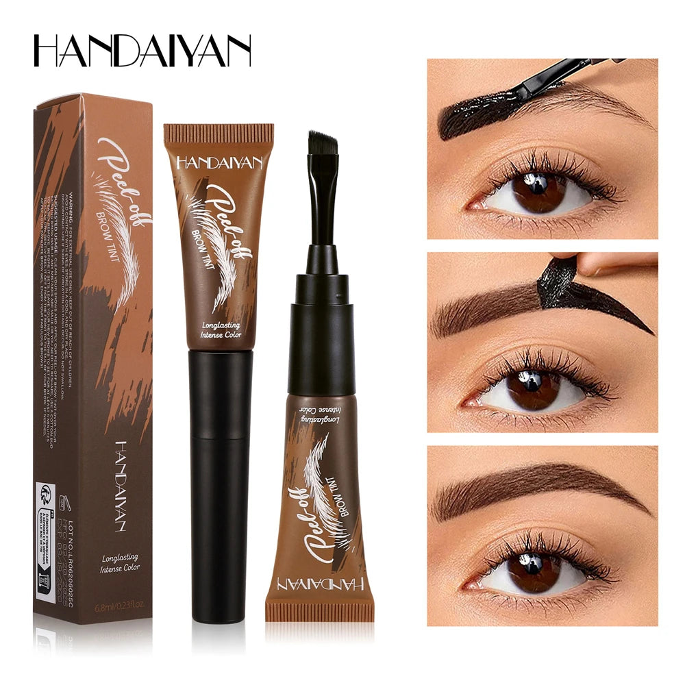 Tear-Off Eyebrow Gel And Brush Combined Long-Lasting Intense Color Sweat-Resistant Semi-permanent Peeling Brow Tint Eye Makeup