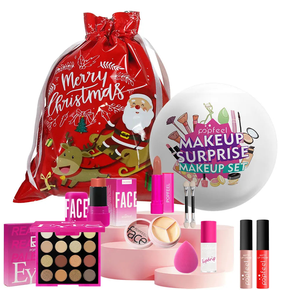 POPFEEL Christmas Surprise Makeup Ball Gift Set-9-Piece Cosmetic Collection with Eyeshadows and Lipsticks - Perfect Holiday Gift