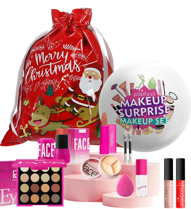 POPFEEL Christmas Surprise Makeup Ball Gift Set-9-Piece Cosmetic Collection with Eyeshadows and Lipsticks - Perfect Holiday Gift