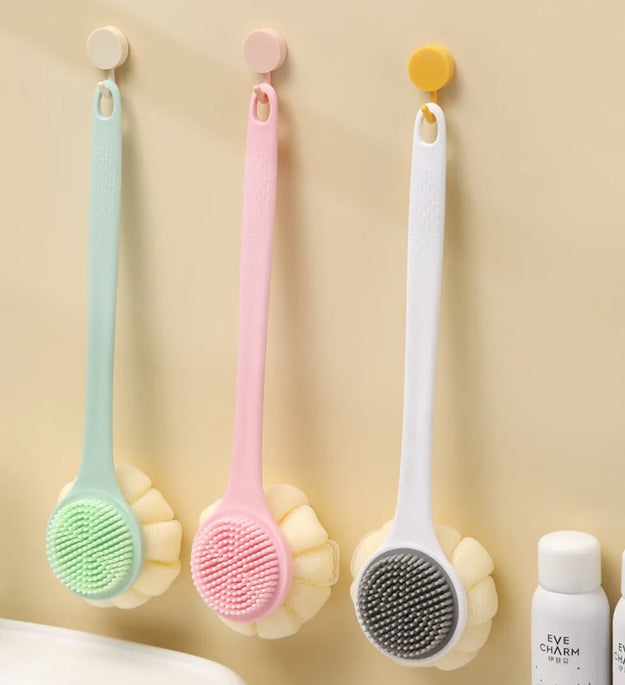 1pc Long Handle Back Brush for Shower Soft Silicone Body Exfoliating Bath Brush Skin Health Shower Back Scrubber Bath Supplies