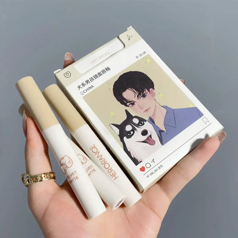 5Pcs Cigarette Lip Gloss Set Matte Red Tint For Lips Makeup Waterproof Water Mirror Lip Glaze Long Lasting Lipstick Kit