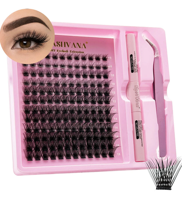 LASHVANA Lash Clusters Kit DIY Lash Extension Kit Individual Lashes Cluster with Lash Bond & Seal & Remover EyeLashes Extension