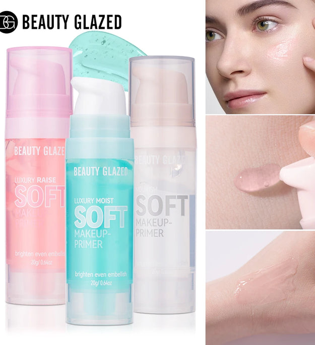 Beauty Glazed Luxury Moist Soft Makeup Primer,20g Brighten Even Embellish,Waterproof Long Lasting Facial Base For All Skin Types