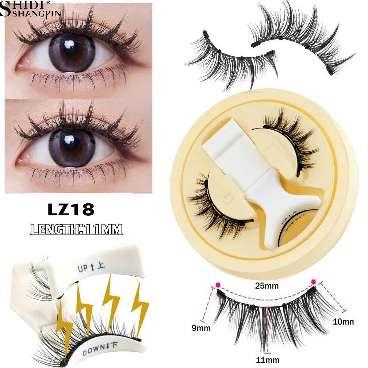 3D Fluffy Mink Magnetic Lashes Kit - 1 Pair Winged Anime Natural False Eyelash Extension No Glue Needed Magnet Band Makeup Tool