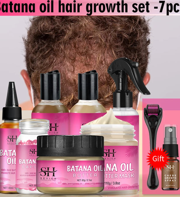 Hair Growth Set Batana Oil Fast Hair Growing Spray Anti Hair Loss Shampoo Scalp Repair Treatment Capsule Oil For Men Women 6pcs