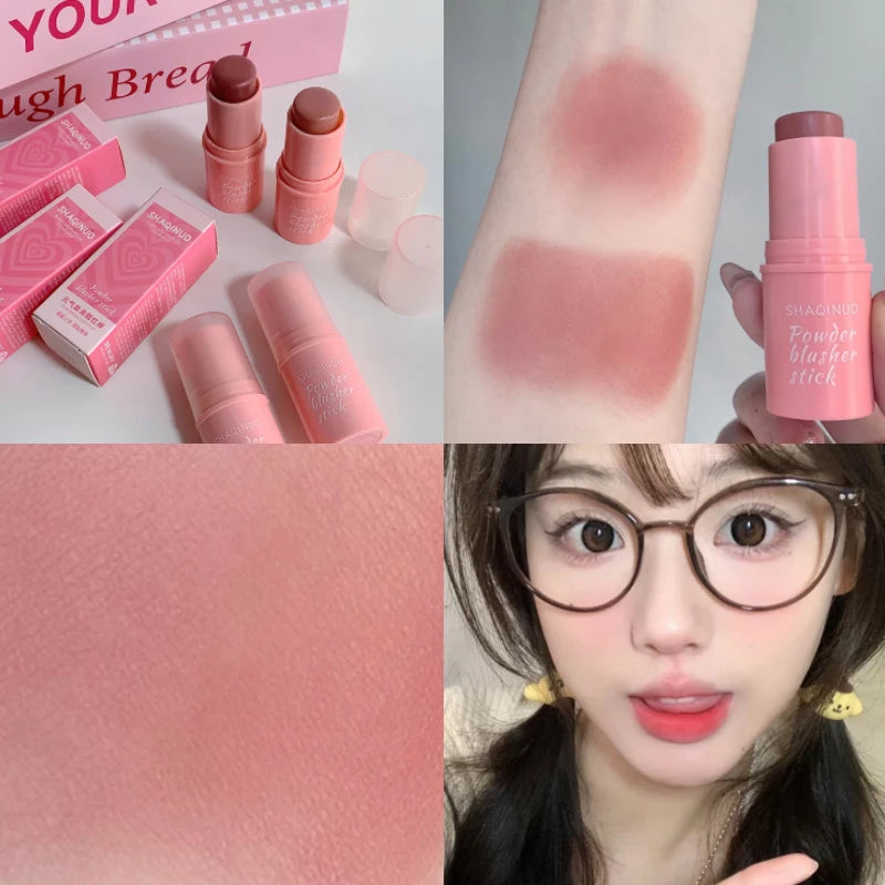 SHAQINUO Energizing Blush Stick - Natural Matte Finish, Creamy Texture, Easy to Blend for a Youthful Glow