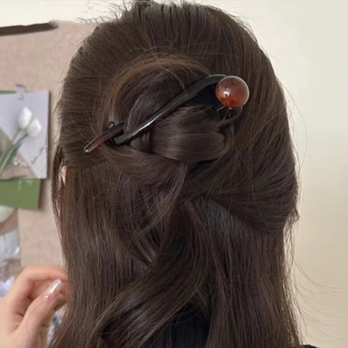 New Twist Hair Clip Plastic Acrylic Bead Imitation Pearl Hairpin Twisted Design Women Hair Accessories - BlissFully