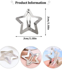 10/25/50/100/200PCS Y2K Silver Star Hair Clips, Girls Metal Snap Barrettes, Shiny Jewel Hair Grips Hair Accessories - BlissFully