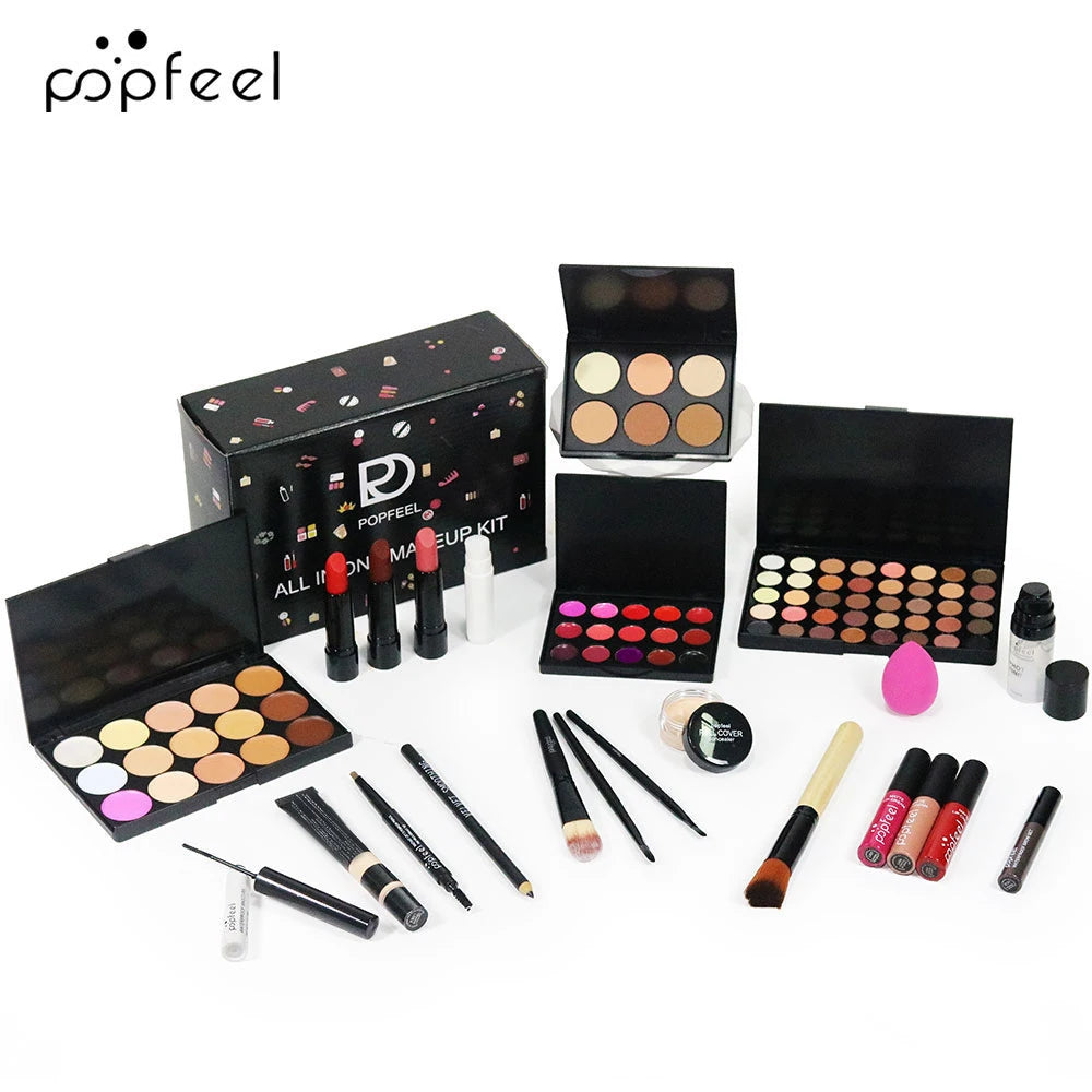 POPFEEL All In One Makeup Kit, Gift for Girls Teen Women include Eyeshadow Foundation Lipgloss Lipstick Primer