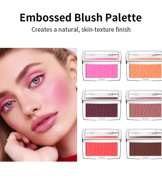 6 Colors Matte Embossed Blush Rosy Blusher Facial Blush Powder High Pigmented Pink Coral Rouged For Cheeks Smooth Cosmetics